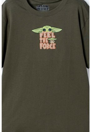 Camiseta De Mandalorian Manga Corta Verde Para Niño 14