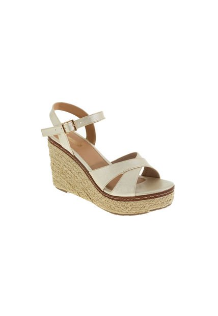 Sandalias Cross Con Tacón Tipo Cuña Para Mujer Dorado State Street 200071