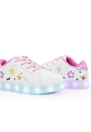 Tenis De Luces Para Niña Marca Steps, Color Blanco