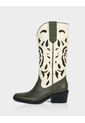 Bota Texana Queenrose Beige * Verde de Stivali