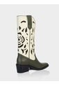Bota Texana Queenrose Beige * Verde de Stivali