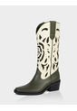 Bota Texana Queenrose Beige * Verde de Stivali
