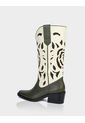 Bota Texana Queenrose Beige * Verde de Stivali