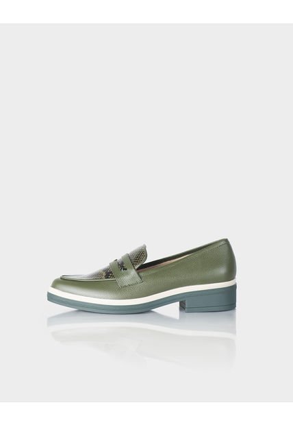 Mocasin Andaluza Cuero Verde Militar