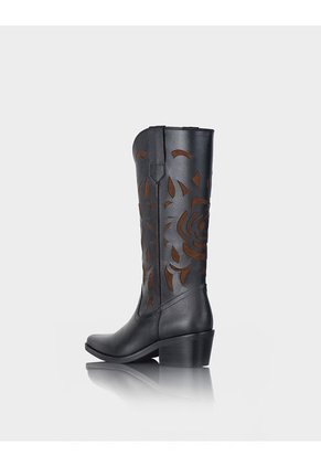 Bota Texana Queenrose Negro * Canela