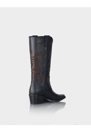 Bota Texana Queenrose Negro * Canela