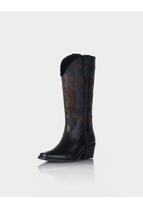 Bota Texana Queenrose Negro * Canela