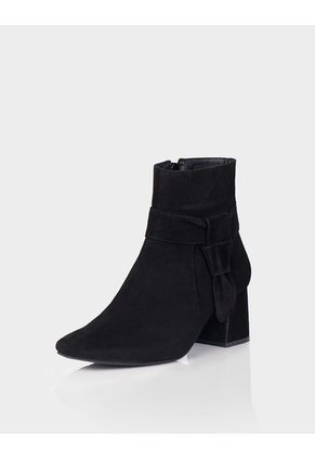 Botin Vanila Cuero Ante Negro