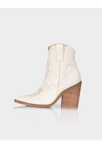 Botin Texano Trixie Cuero Craquelado Beige Stivali