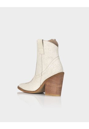 Botin Texano Trixie Cuero Craquelado Beige
