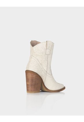 Botin Texano Trixie Cuero Craquelado Beige