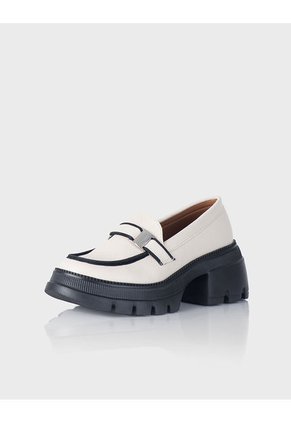 Mocasin Zenda Cuero Beige X Negro