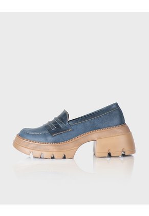 Mocasin Zamora Cuero Azul