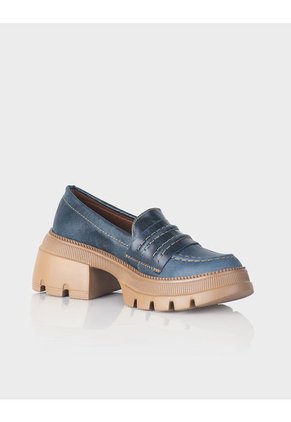 Mocasin Zamora Cuero Azul