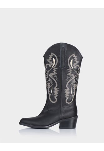 Texana Devi Cuero Craquelado Negro Stivali