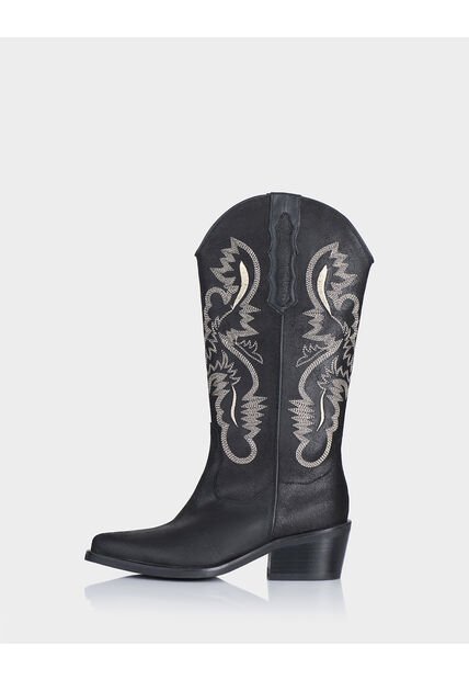 Texana Devi Cuero Craquelado Negro