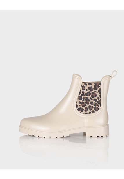 Botin De Lluvia Drizzle Beige X Animal Print