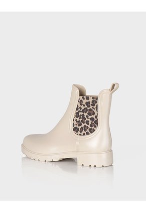 Botin De Lluvia Drizzle Beige X Animal Print