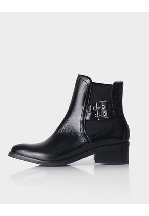 Botin Eden Cuero Brillanil Negro