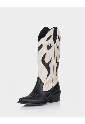 Bota Doroti Negro X Beige