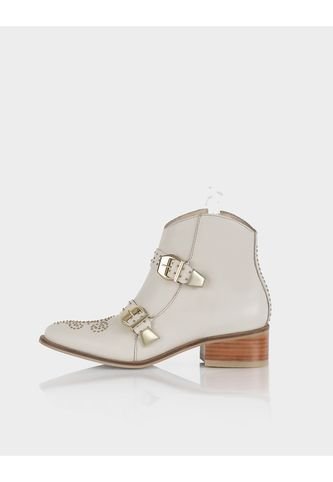 Botin Cizma Cuero Beige Stivali