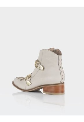 Botin Cizma Cuero Beige