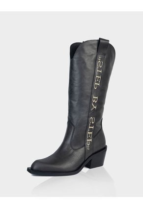 Bota Barbara Cuero Negro