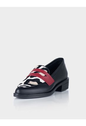 Mocasin Preston Vaca X Cuero Negro X Rojo