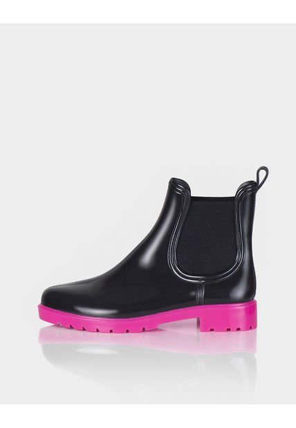 Botin De Lluvia Drizzle Negro X Fucsia