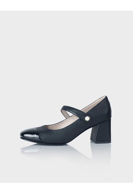 Zapato Tipo Mary Jane Elexia Cuero Charol * Cuero Negro