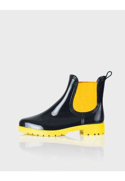 Botin De Lluvia Drizzle Negro X Amarillo