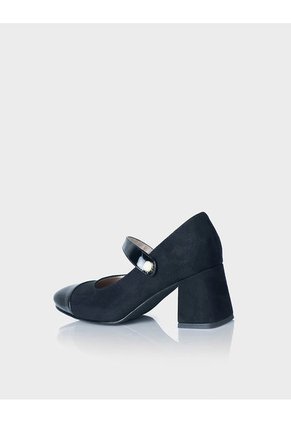 Zapato Tipo Mary Jane Elexia En Cuero Ante * Charol Negro