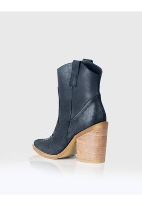 Botin Texano Trixie Cuero Craquelado Negro