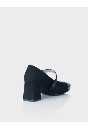 Zapato Tipo Mary Jane Elexia En Cuero Ante * Charol Negro