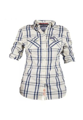 Camisa Super Dry Beige-Azul