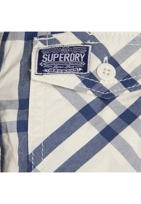 Camisa Super Dry Beige-Azul