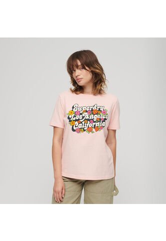 Superdry Camiseta Manga Corta Para Mujer 70'S Floral Script Logo Tee Superdry Superdry