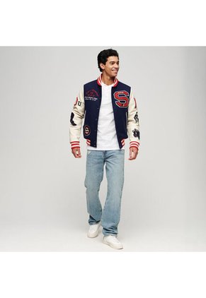 Superdry Chaqueta Casual Para Hombre College Varsity Patched Bomber Superdry