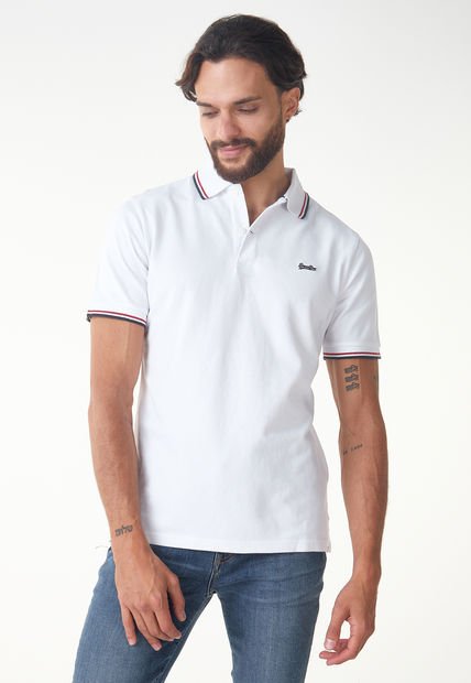 Polo Blanco-Negro-Rojo Superdry Vintage Tipped