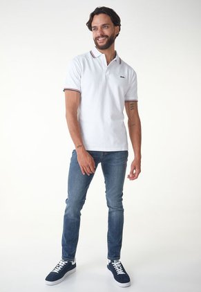 Polo Blanco-Negro-Rojo Superdry Vintage Tipped