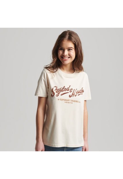 Superdry Camiseta Manga Corta Para Mujer Vintage Script Style Ww Superdry