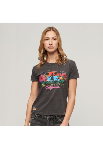 Superdry Camiseta Manga Corta Para Mujer Cali Sticker Fitted Tee Superdry Superdry