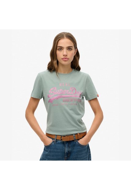Superdry Camiseta Manga Corta Para Mujer Vl Rhinestone Slim Tee Superdry