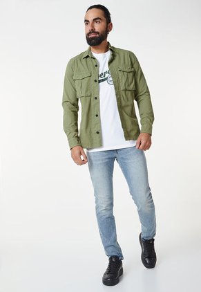 Camisa Verde Oliva-Blanco Superdry Vintage