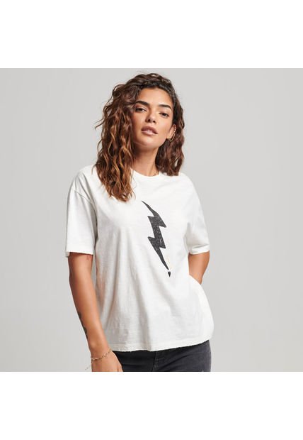 Superdry Camiseta Manga Corta Para Mujer Vintage Boxy Rock Graphic Superdry