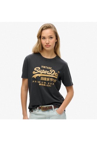 Superdry Camiseta Manga Corta Para Mujer Vl Metallic Relaxed Tee Superdry Superdry