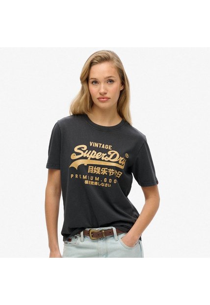 Superdry Camiseta Manga Corta Para Mujer Vl Metallic Relaxed Tee Superdry