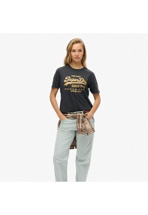 Superdry Camiseta Manga Corta Para Mujer Vl Metallic Relaxed Tee Superdry