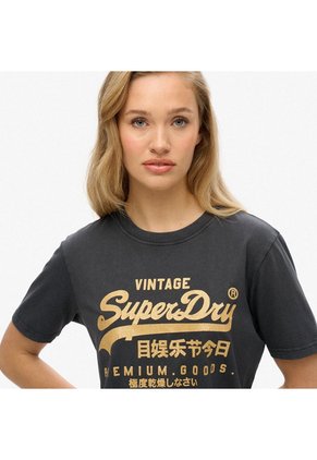 Superdry Camiseta Manga Corta Para Mujer Vl Metallic Relaxed Tee Superdry