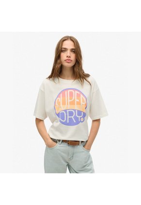 Superdry Camiseta Manga Corta Para Mujer Neon Rainbow Oversized Tee Superdry